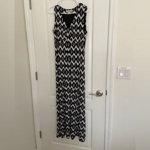 Black and White Sleeveless Laura Ashley Floor-length Dress